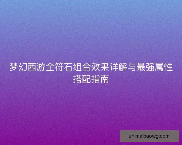 梦幻西游全符石组合效果详解与最强属性搭配指南