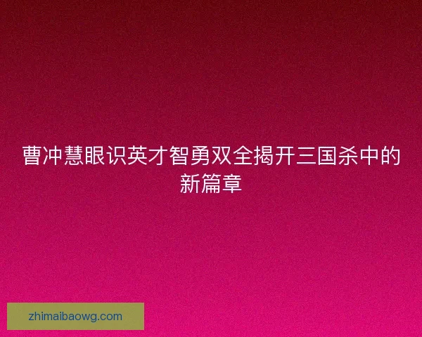 曹冲慧眼识英才智勇双全揭开三国杀中的新篇章